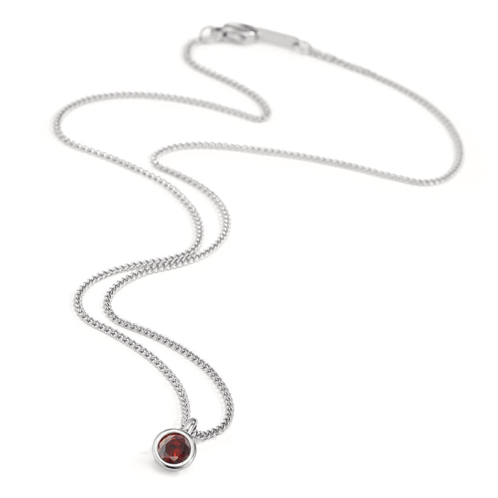 Necklace with pendant Stainless steel Zirconia Red 42 cm Ø7 mm