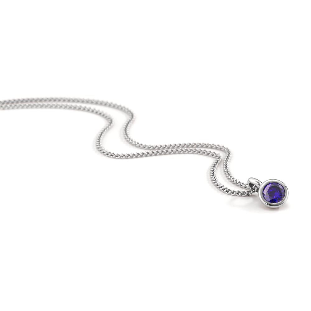 Necklace with pendant Stainless steel Zirconia Violet 42 cm Ø7 mm