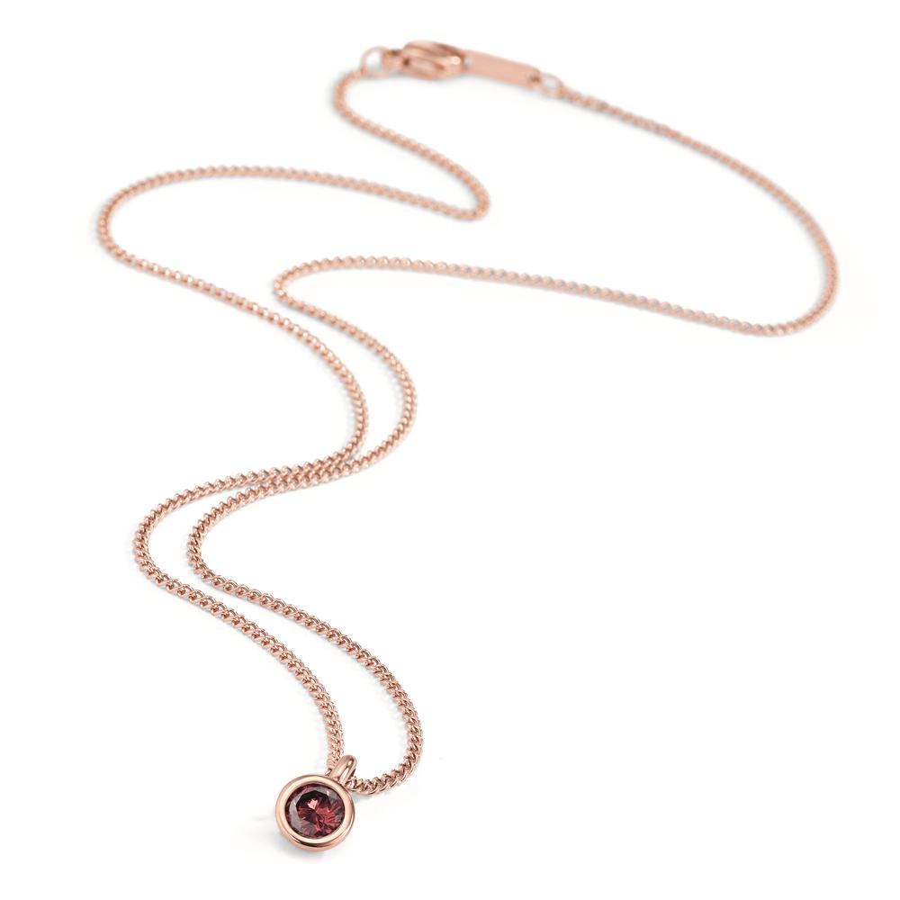 Necklace with pendant Stainless steel Zirconia Red IP coated 42 cm Ø7 mm