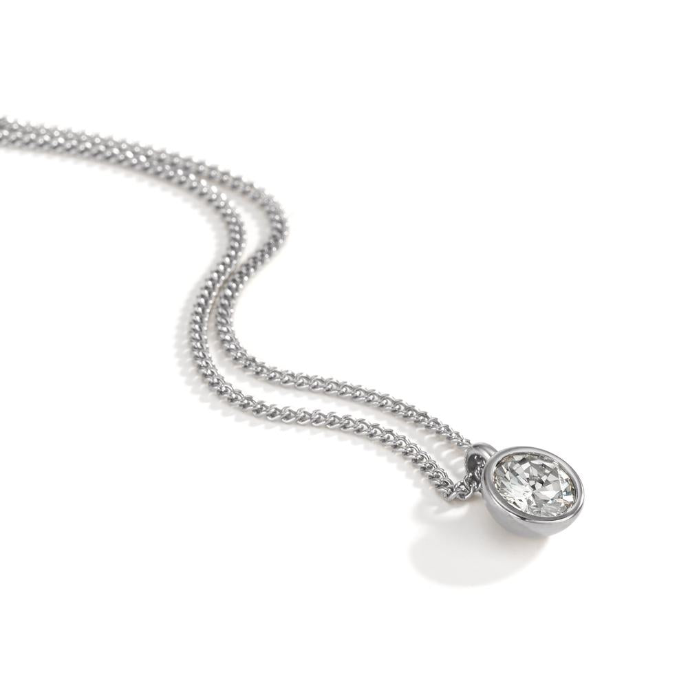 Necklace with pendant Stainless steel Zirconia White 42 cm Ø9.5 mm