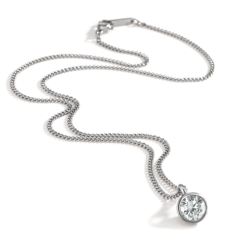 Necklace with pendant Stainless steel Zirconia White 42 cm Ø9.5 mm