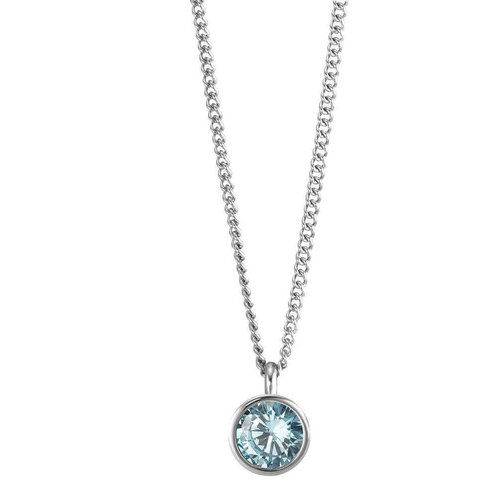 Necklace with pendant Stainless steel Zirconia Blue 42 cm Ø9.5 mm