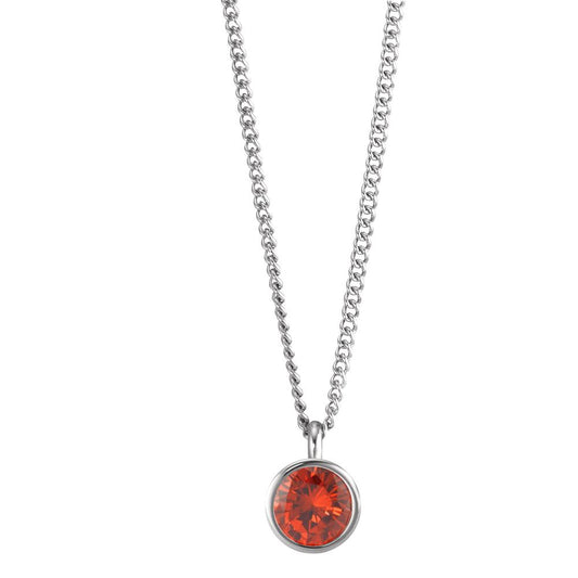 Necklace with pendant Stainless steel Zirconia Orange 42 cm Ø9.5 mm