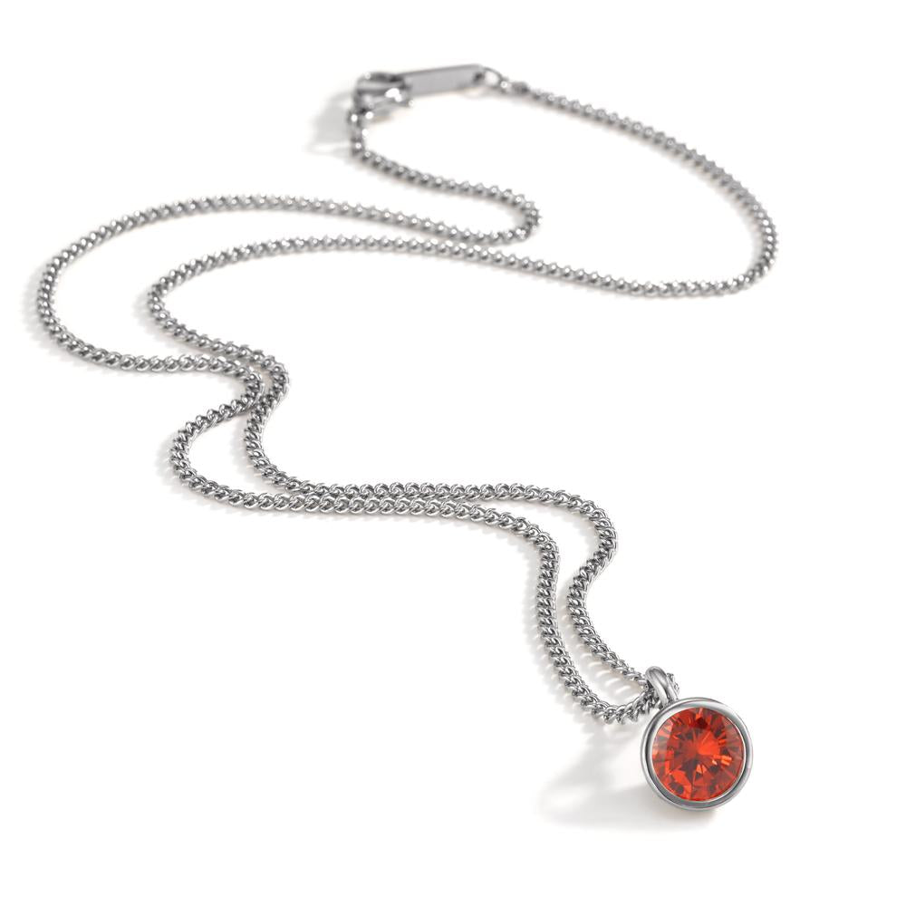 Necklace with pendant Stainless steel Zirconia Orange 42 cm Ø9.5 mm