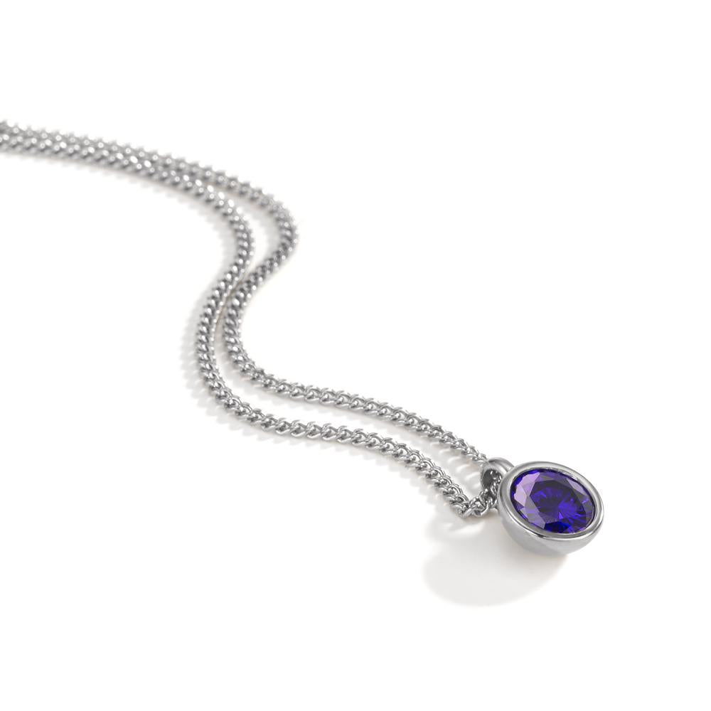 Necklace with pendant Stainless steel Zirconia Violet 42 cm Ø9.5 mm