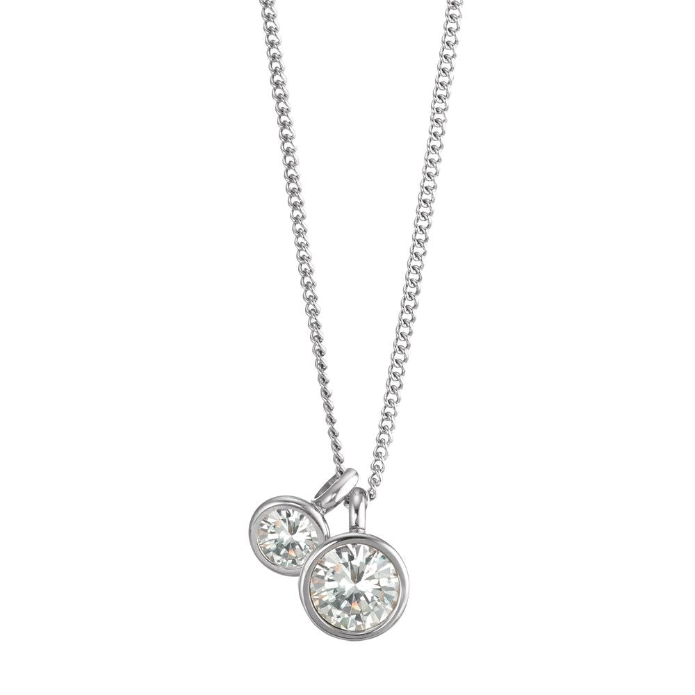 Necklace with pendant Stainless steel Zirconia White 45 cm Ø9.5 mm