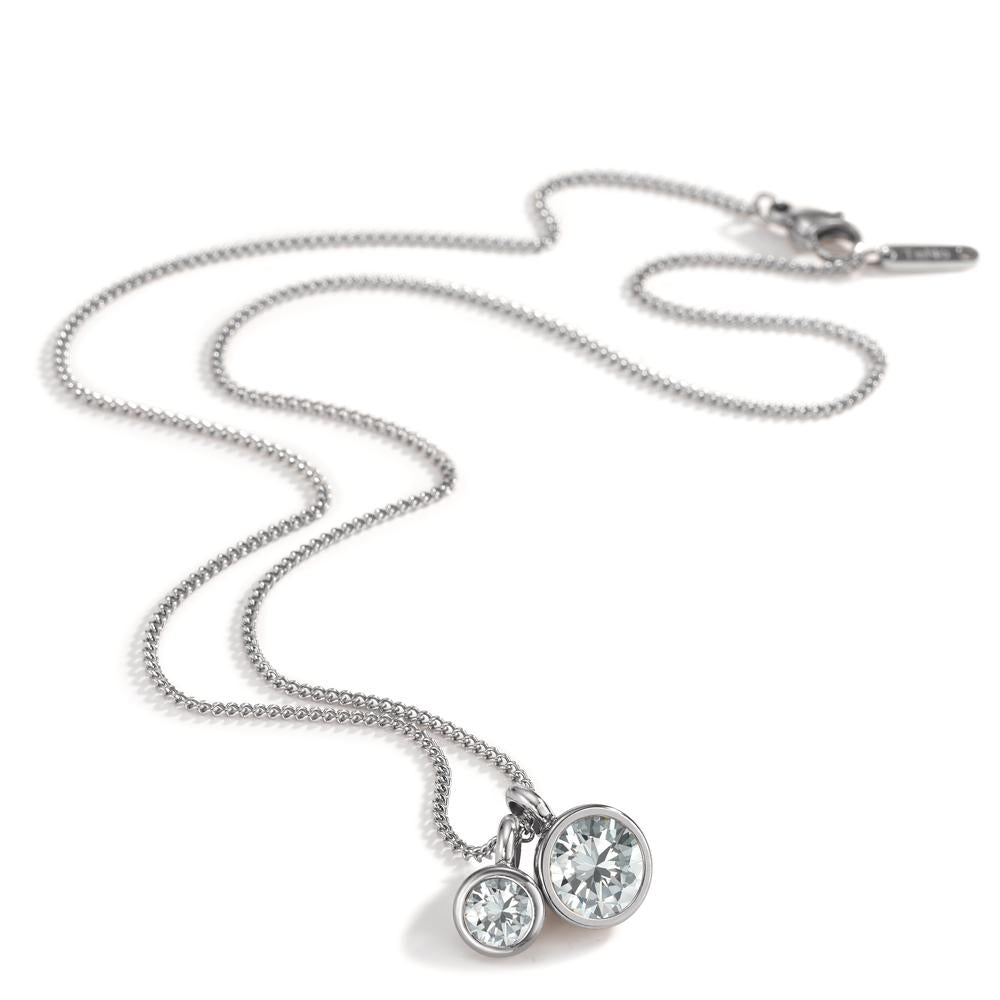 Necklace with pendant Stainless steel Zirconia White 45 cm Ø9.5 mm