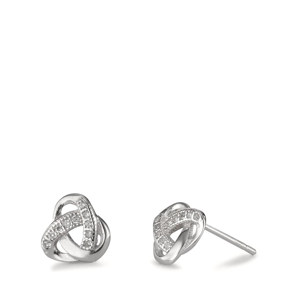 Stud earrings Silver Zirconia 20 Stones Rhodium plated Ø8 mm