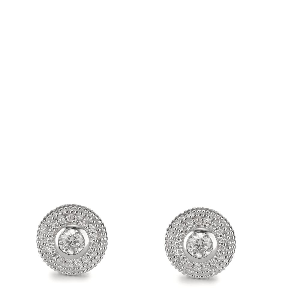 Stud earrings Silver Zirconia Rhodium plated Ø8 mm