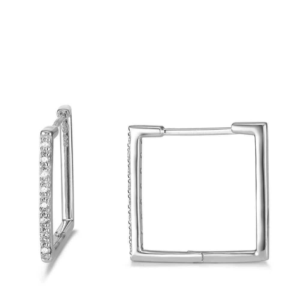 Hinged hoop Silver Zirconia 16 Stones Rhodium plated