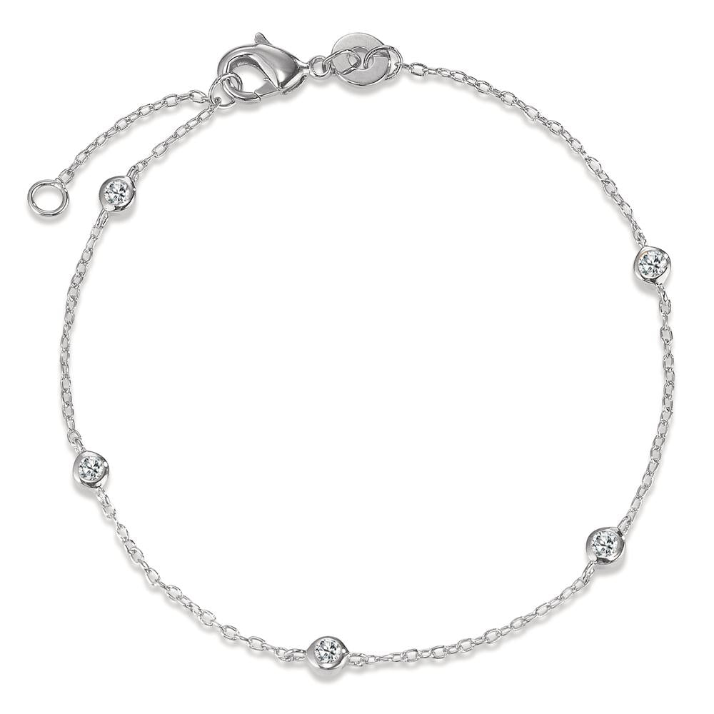 Bracelet Silver Zirconia 5 Stones Rhodium plated 16.5-18.5 cm