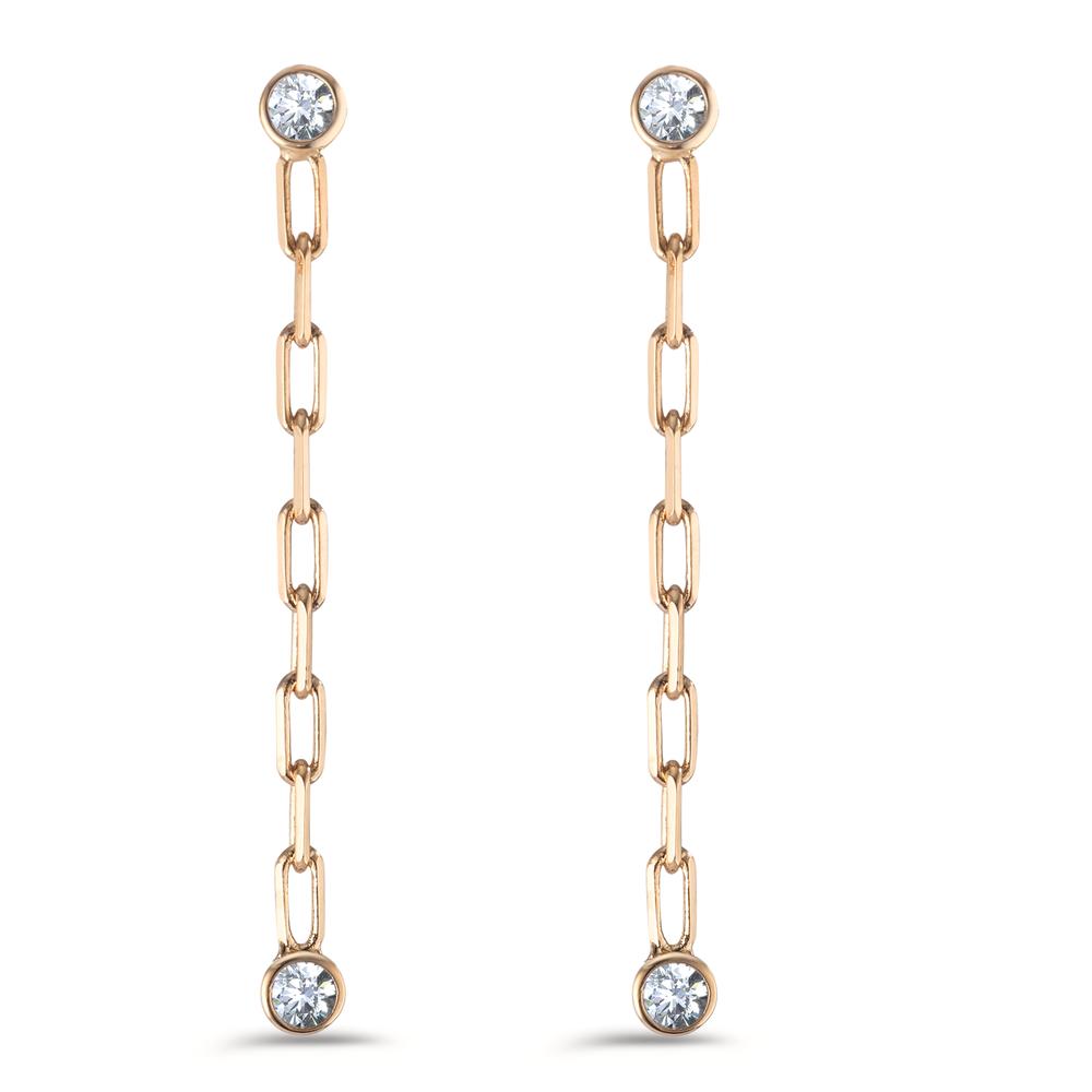 Drop Earrings Bronze Zirconia 4 Stones Yellow Gold plated