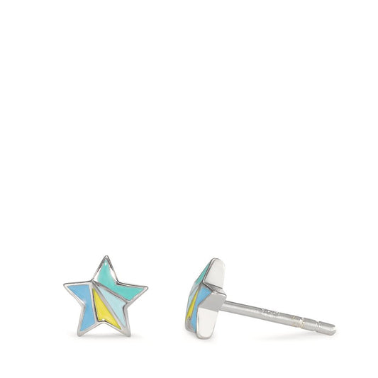 Stud earrings Silver Rhodium plated Star Ø6.5 mm