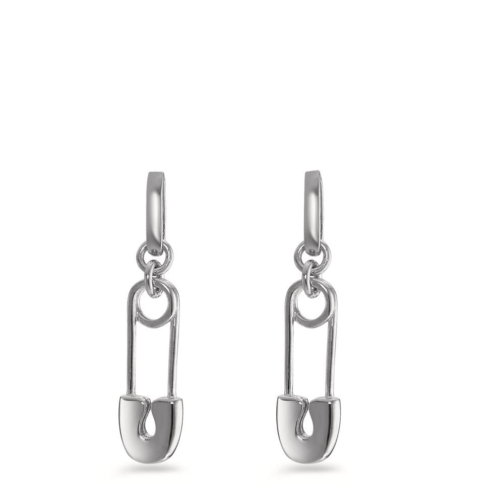 Drop Earrings Silver Rhodium plated Safety Pin