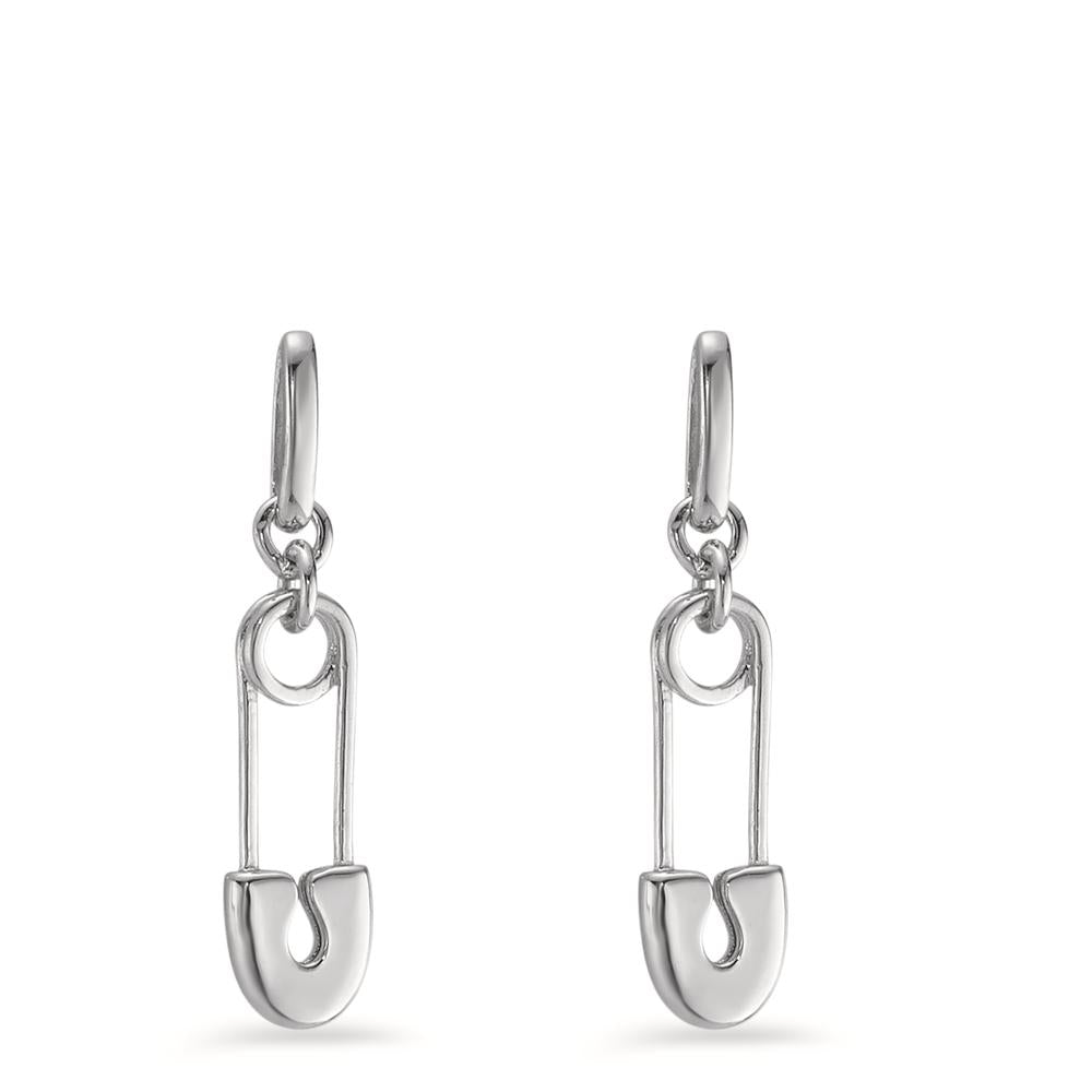 Drop Earrings Silver Rhodium plated Safety Pin