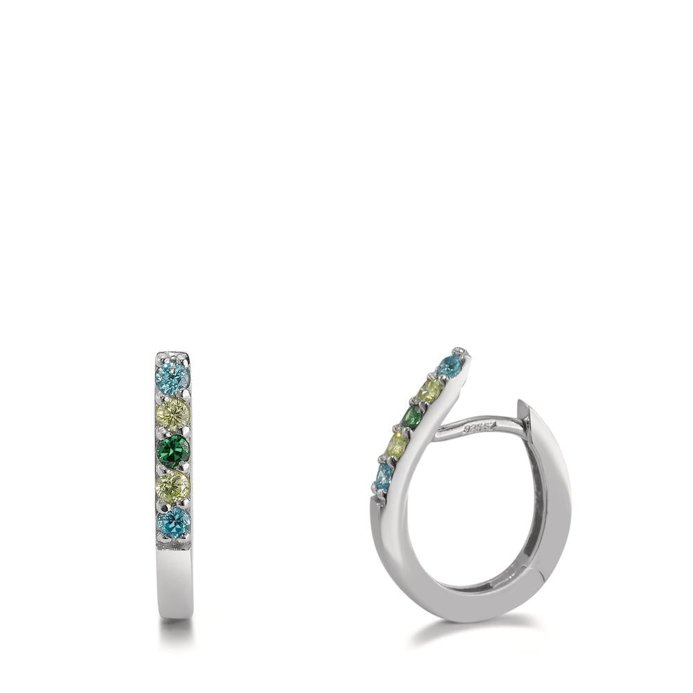 Hinged hoop Silver Zirconia Colorful, 10 Stones Rhodium plated