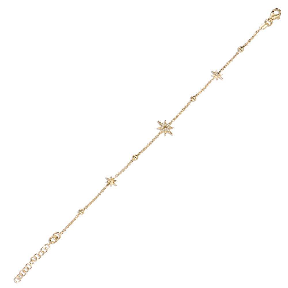 Bracelet Silver Zirconia Yellow Gold plated Star 17-20 cm