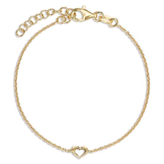 Bracelet Silver Yellow Gold plated Heart 15-18 cm