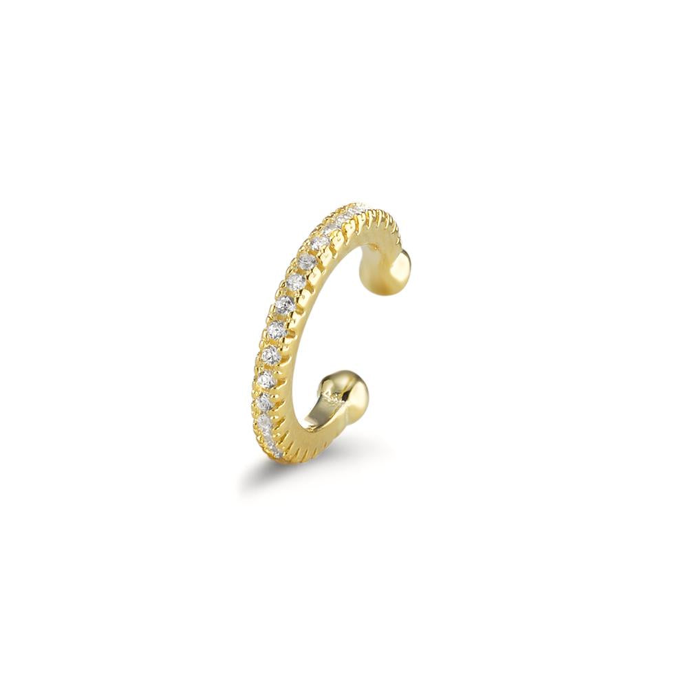 Ear Cuff Silver Zirconia Yellow Gold plated Ø12 mm