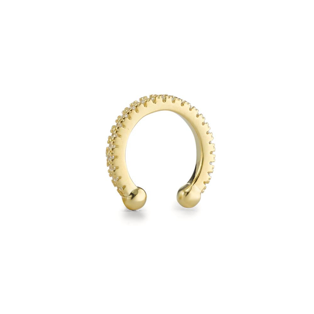 Ear Cuff Silver Zirconia Yellow Gold plated Ø12 mm