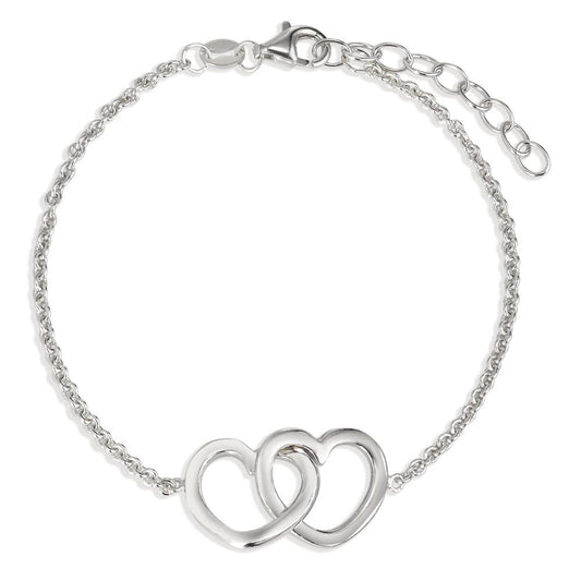 Bracelet Silver Rhodium plated Heart 16-19 cm