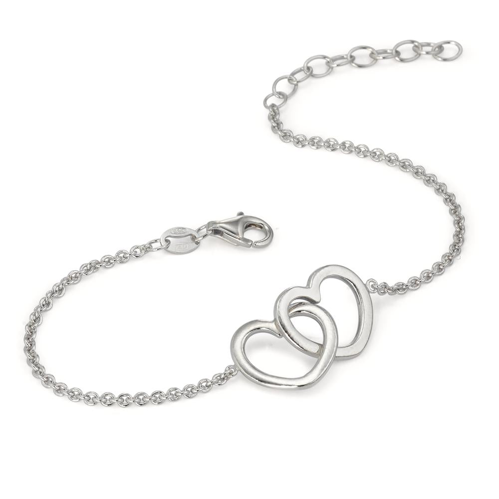 Bracelet Silver Rhodium plated Heart 16-19 cm