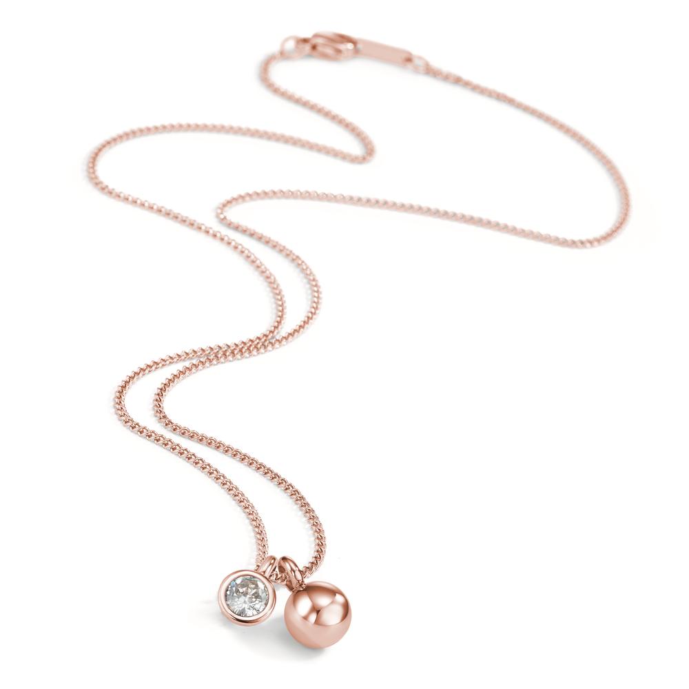 Necklace Stainless steel Zirconia Rose IP coated 45 cm Ø8 mm