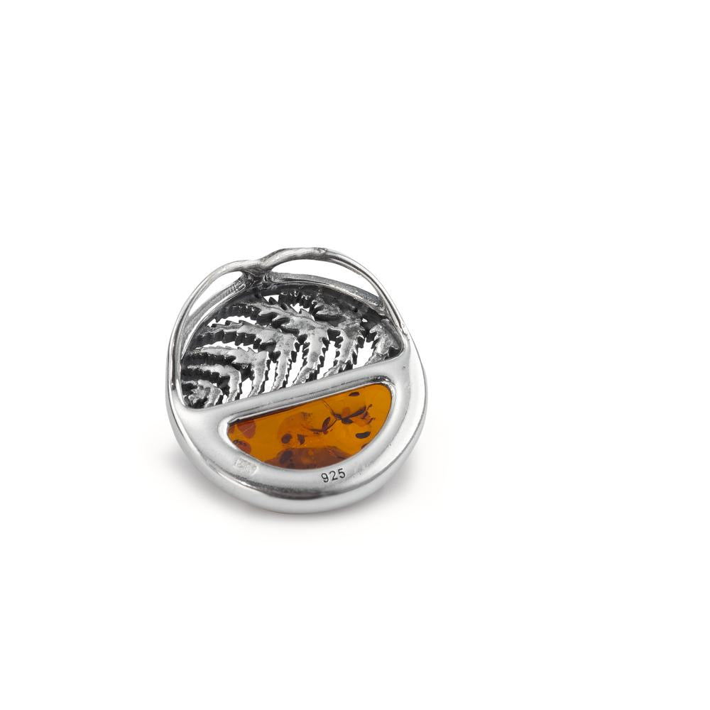 Pendant Silver Amber Rhodium plated Ø18 mm