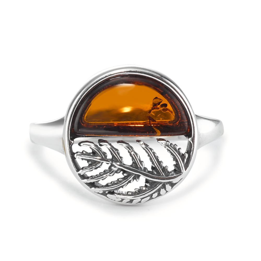 Ring Silver Amber Rhodium plated Ø13 mm