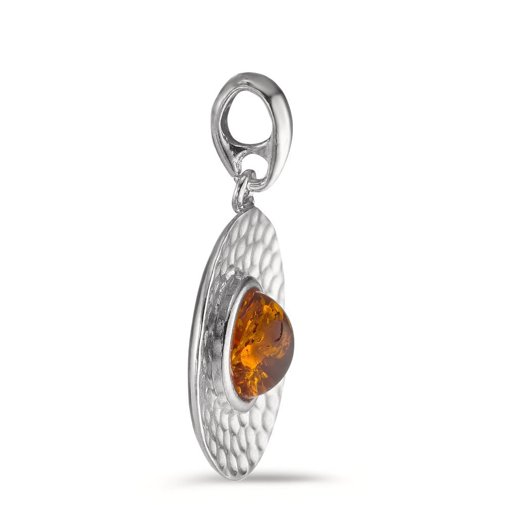 Pendant Silver Amber Rhodium plated Ø20 mm