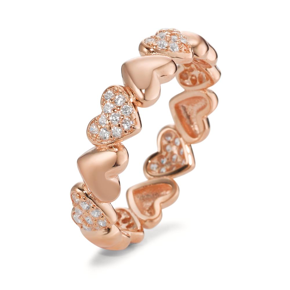 Ring Silver Zirconia Rose Gold plated Heart