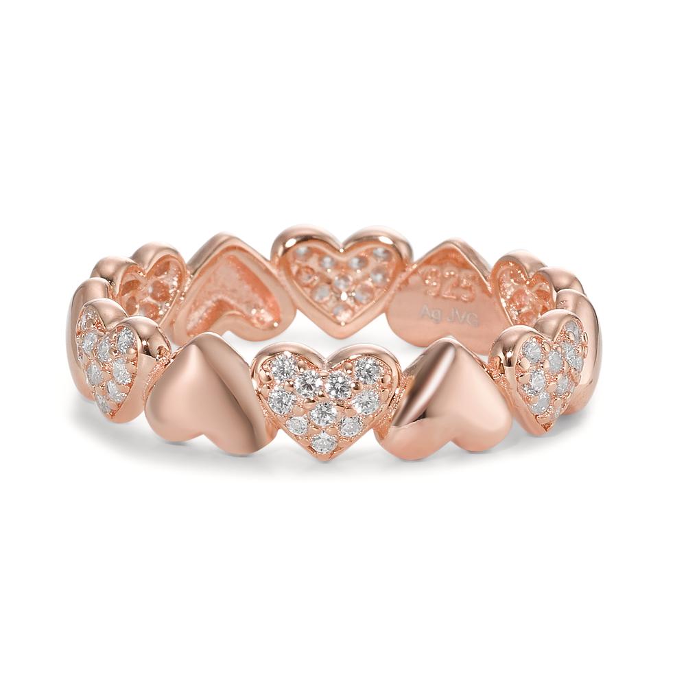 Ring Silver Zirconia Rose Gold plated Heart