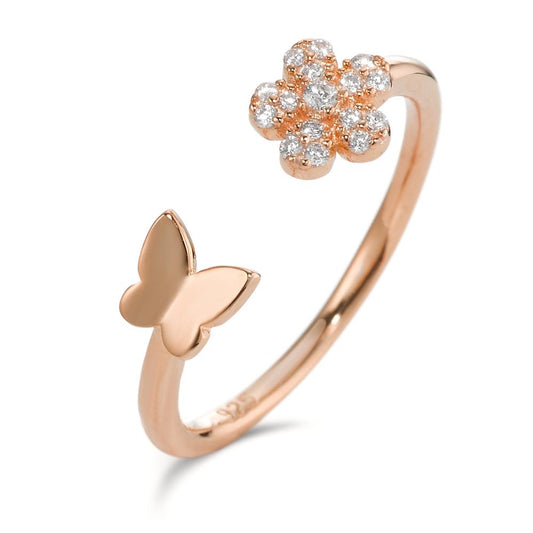 Ring Silver Zirconia 6 Stones Rose Gold plated Flower