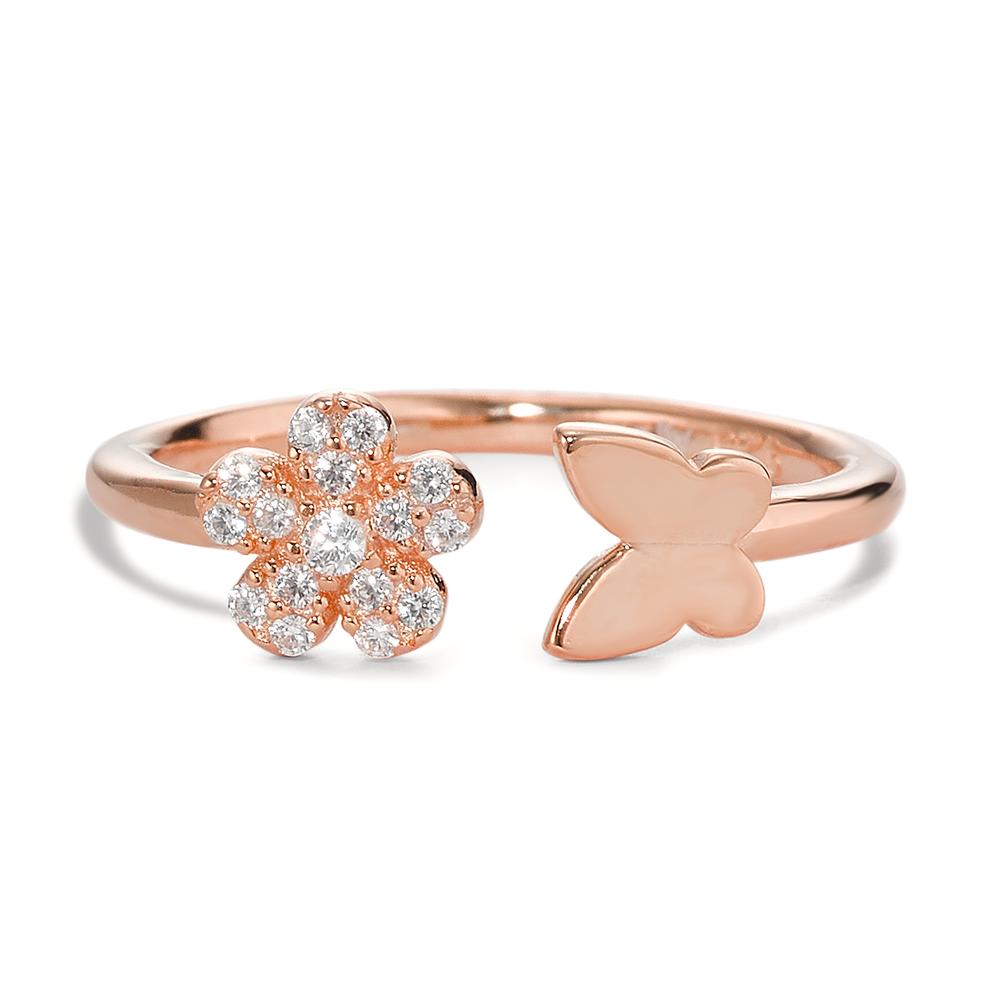 Ring Silver Zirconia 6 Stones Rose Gold plated Flower