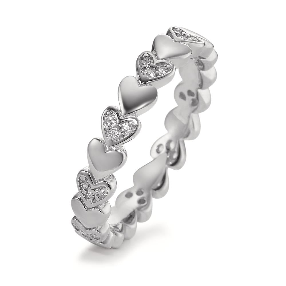 Ring Silver Zirconia Rhodium plated Heart