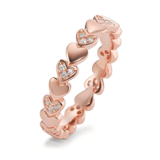 Ring Silver Zirconia Rose Gold plated Heart