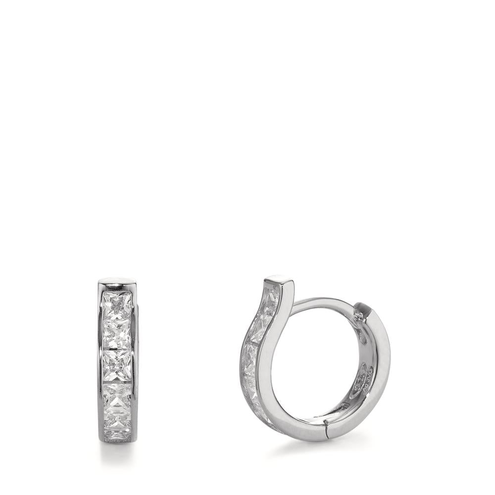 Hinged hoop Silver Zirconia 12 Stones Rhodium plated