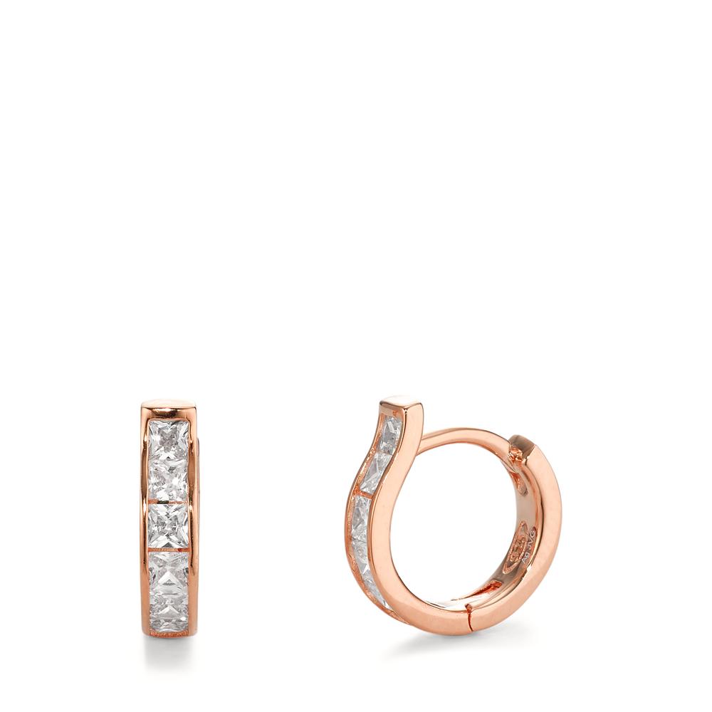 Hinged hoop Silver Zirconia 12 Stones Rose Gold plated