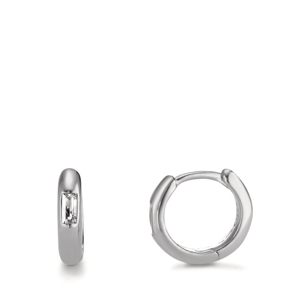 Hinged hoop Silver Zirconia 2 Stones Rhodium plated