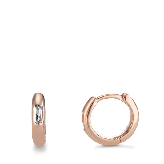 Hinged hoop Silver Zirconia 2 Stones Rose Gold plated