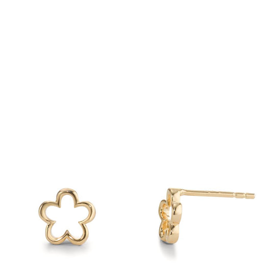 Stud earrings Silver Yellow Gold plated Flower Ø8 mm