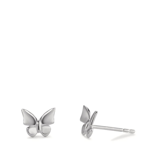 Stud earrings Silver Rhodium plated Butterfly