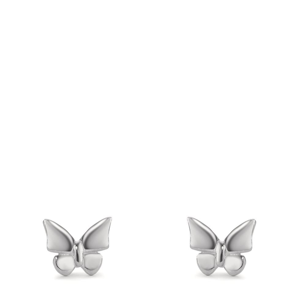 Stud earrings Silver Rhodium plated Butterfly