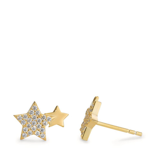 Stud earrings Silver Zirconia Yellow Gold plated Star