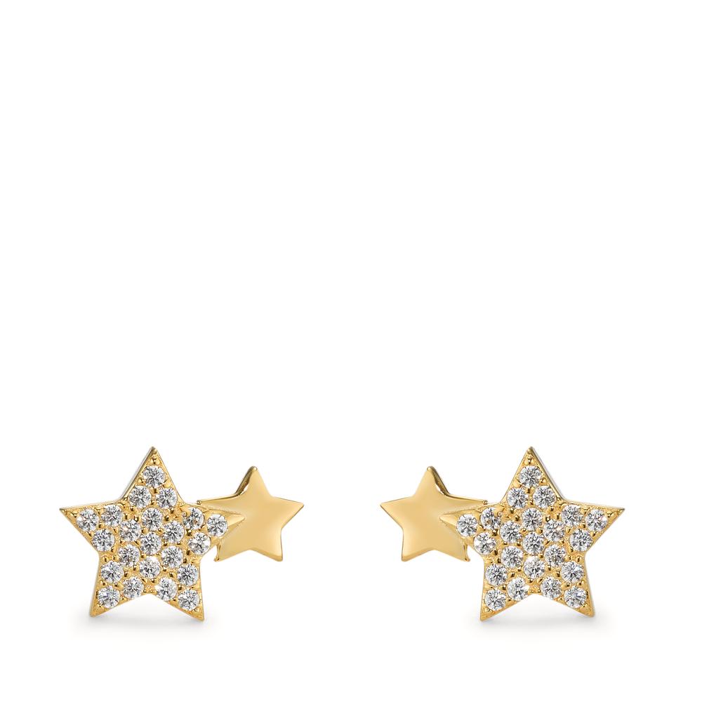 Stud earrings Silver Zirconia Yellow Gold plated Star