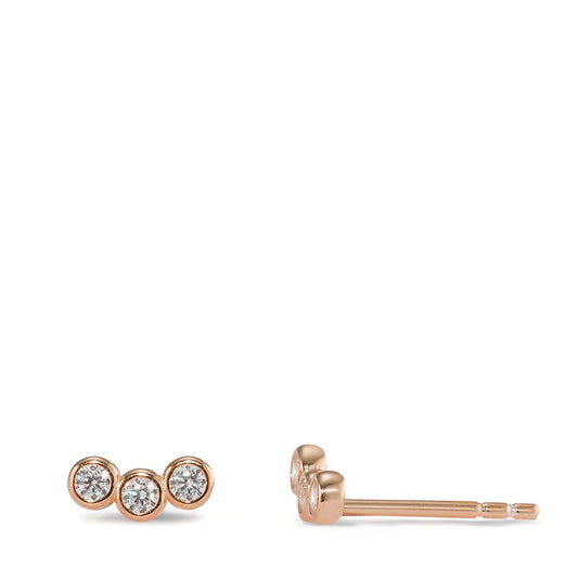 Stud earrings Silver Zirconia 6 Stones Rose Gold plated