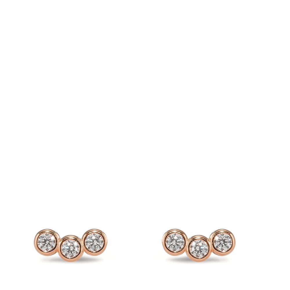 Stud earrings Silver Zirconia 6 Stones Rose Gold plated