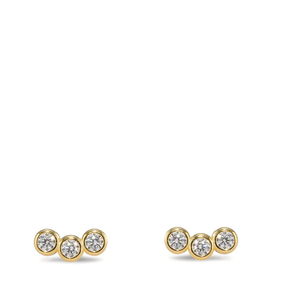 Stud earrings Silver Zirconia 6 Stones Yellow Gold plated