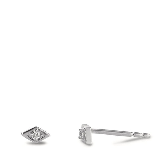 Stud earrings Silver Zirconia 2 Stones Rhodium plated