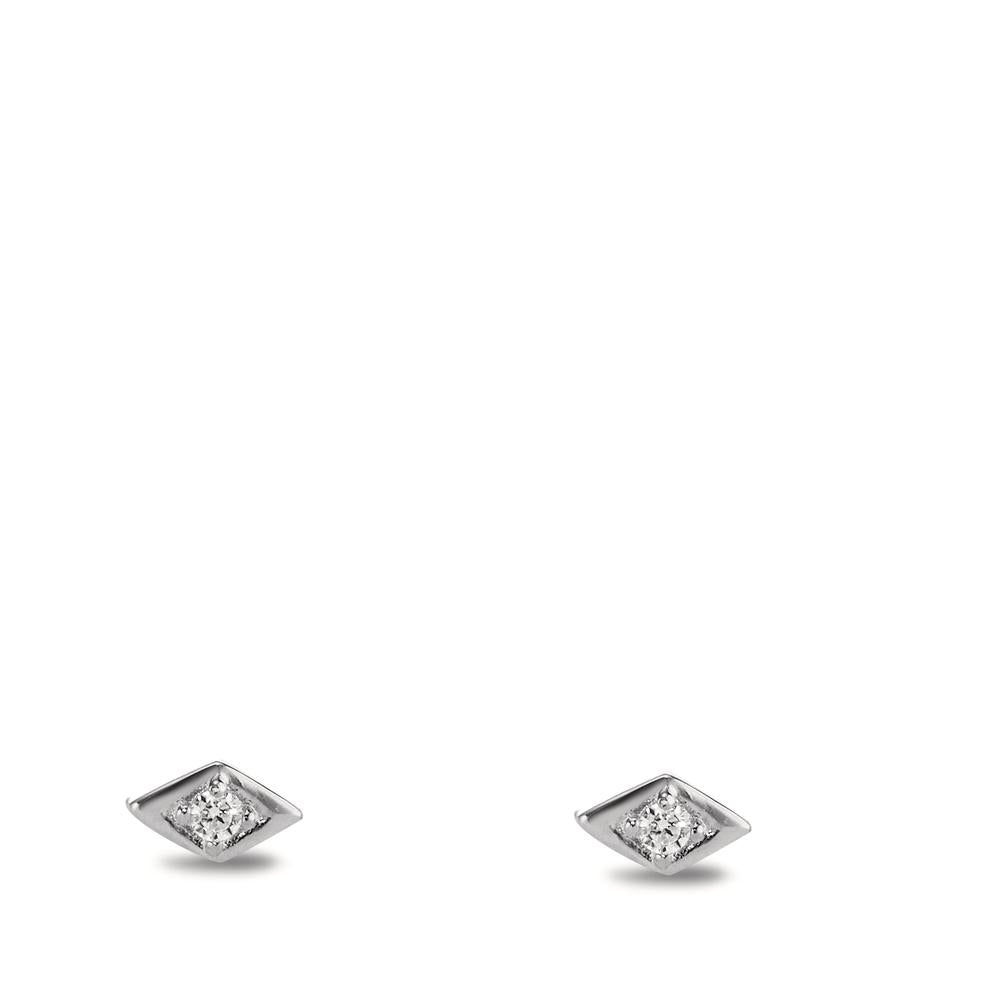 Stud earrings Silver Zirconia 2 Stones Rhodium plated